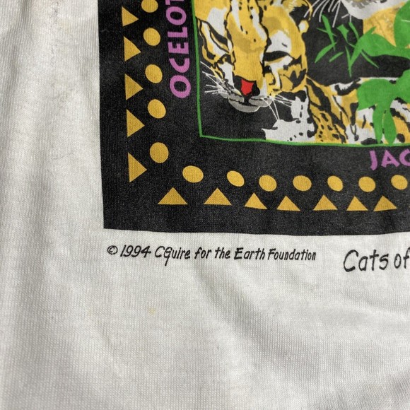Vintage 94  Cats Predators Single Stitch Shirt XL Earth Foundation Alore USA Tag - Picture 9 of 12